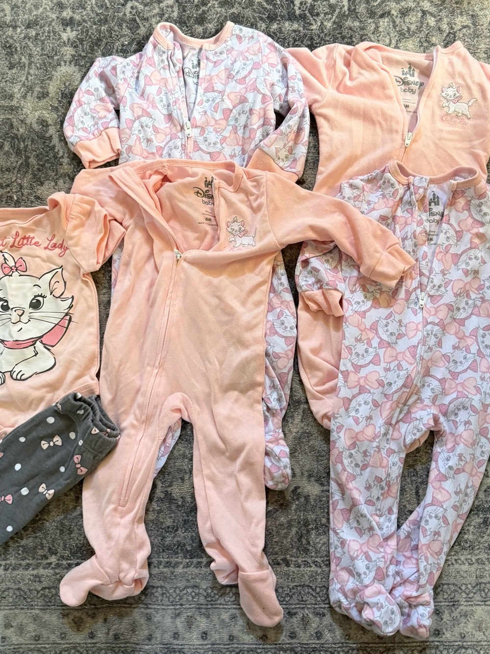 Disney Baby Pink Marie Footed One-Piece Sleeper bundle